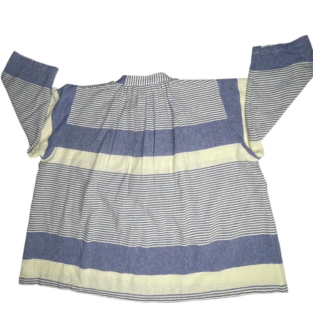 Apiece Apart womens Shirred Agata Top size 2 Cote Stripe Navy 100% Cotton - Picture 6 of 12